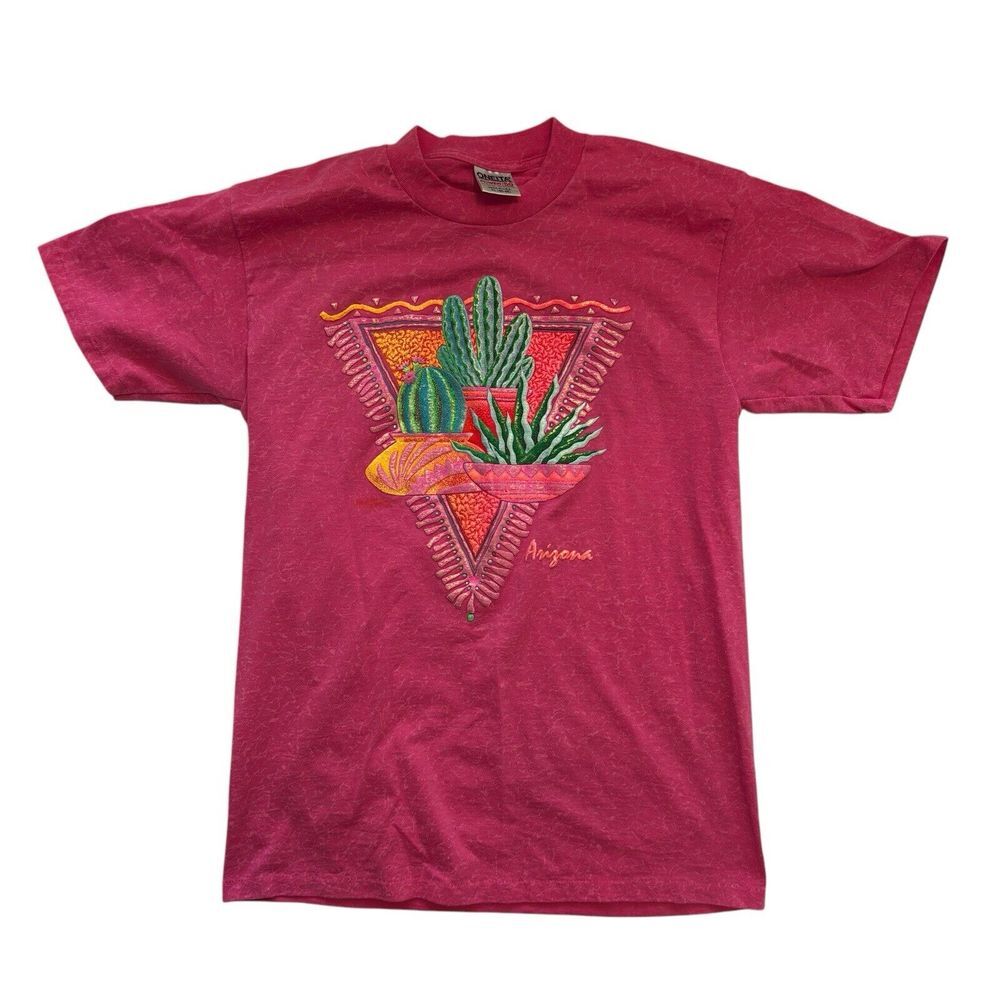 Vintage Puffy Print T Shirt Arizona Cactus Pink‎ XL